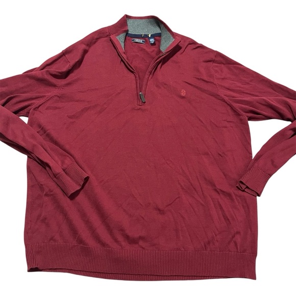 Izod Men's Burgundy Quarter Zip-Up Sweater Size XXL Classic Americana Golf - Picture 1 of 6